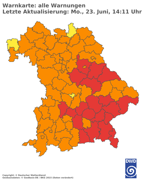 Aktuelle Wetterwarnungen für  Hannover