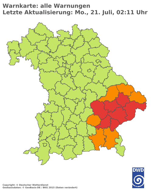 Aktuelle Wetterwarnungen für  Hannover