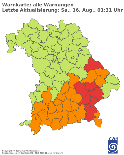 Aktuelle Wetterwarnungen für  Hannover