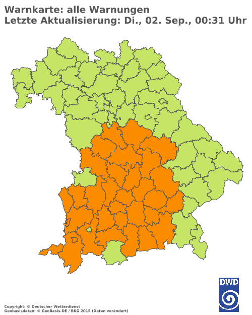 Aktuelle Wetterwarnungen für  Hannover
