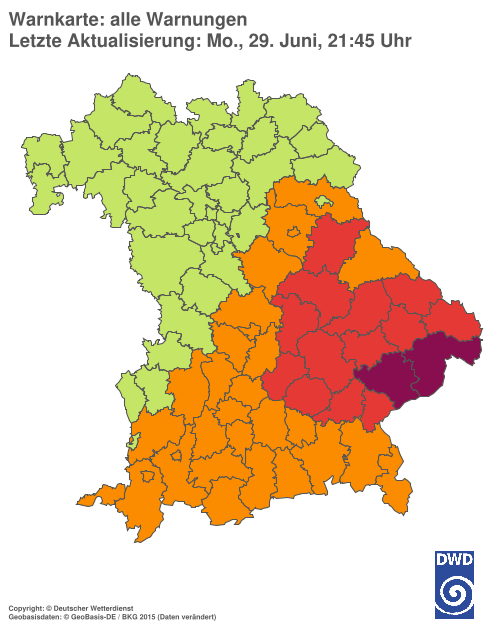 Aktuelle Wetterwarnungen für  Hannover