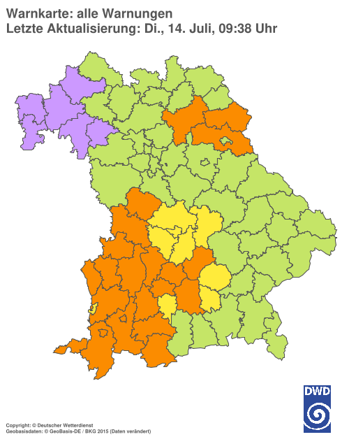 Aktuelle Wetterwarnungen für  Hannover