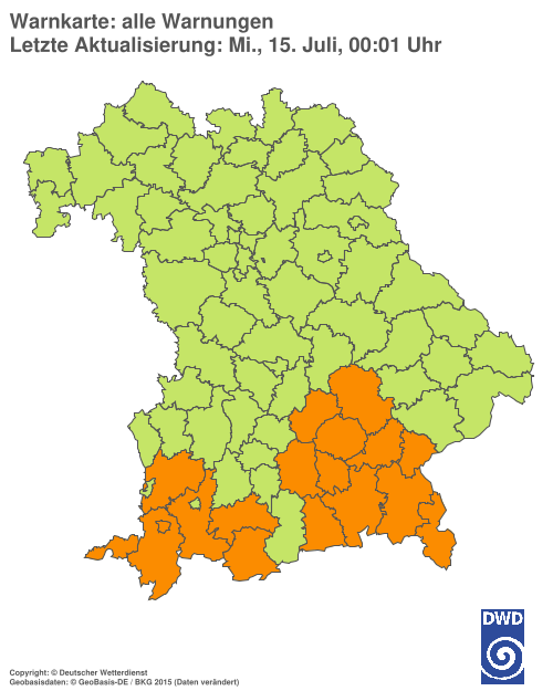 Aktuelle Wetterwarnungen für  Hannover