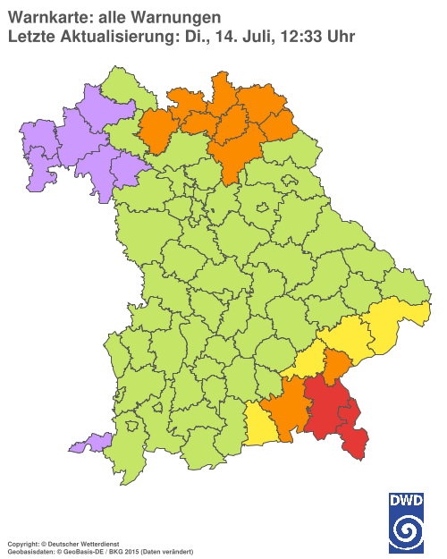 Aktuelle Wetterwarnungen für  Hannover