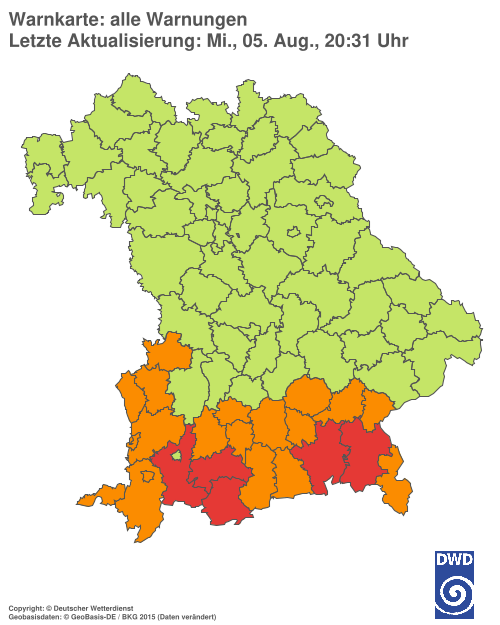 Aktuelle Wetterwarnungen für  Hannover