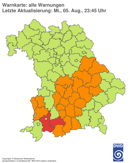 Aktuelle Wetterwarnungen für  Hannover